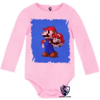 Body Bebê Infantil Super Mário antigo pixel com novo - Foto 4