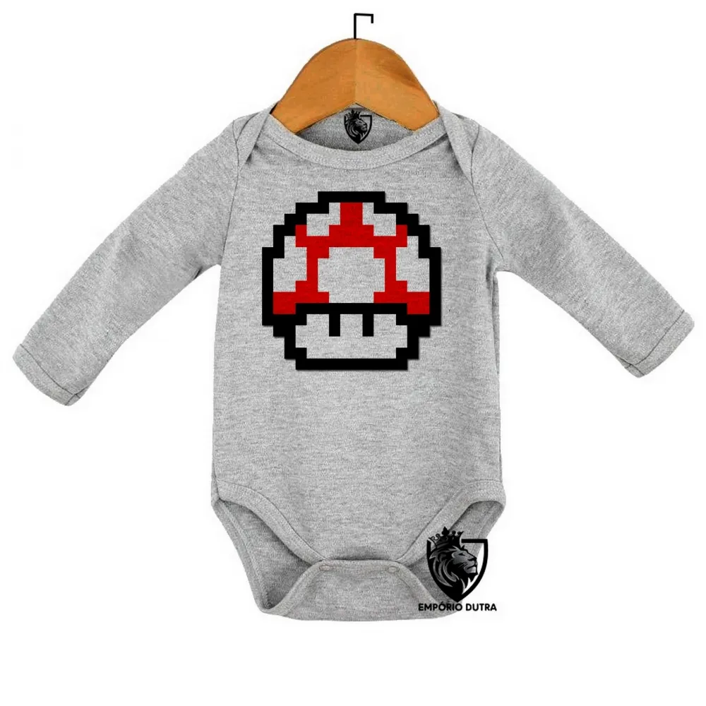 Body Bebê Infantil Mario Mushroom cogumelo