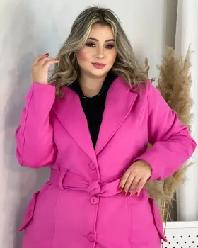 Casaco Lã Batida Diva's Voga Rosa Pink - Foto 2