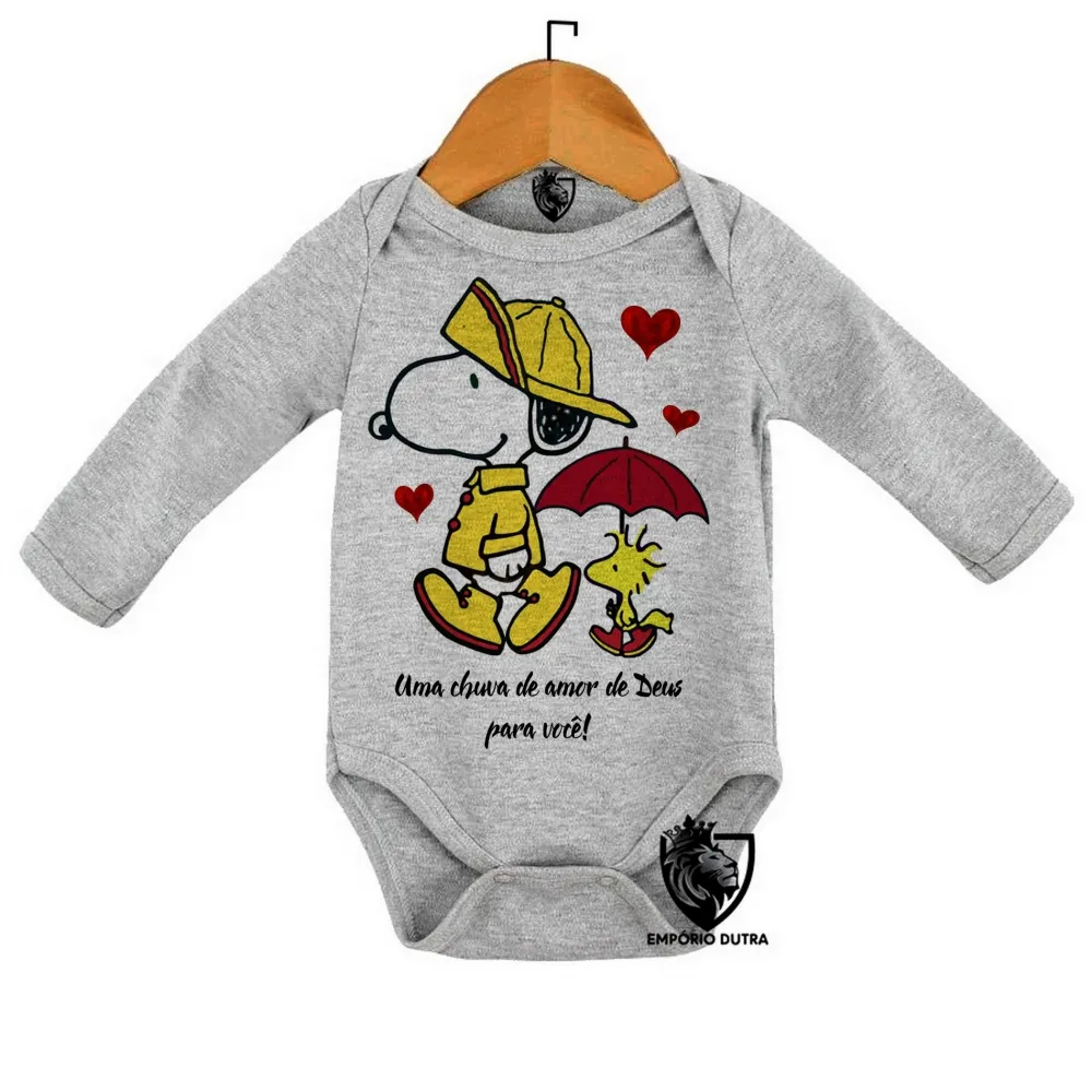 Body Bebê Infantil Chuva de amor de Deus Snoopy