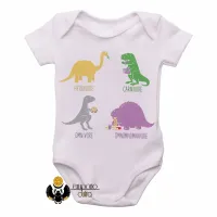 Body Bebê Infantil Dinossauros carnivoro vegetariano vegano - Foto 3
