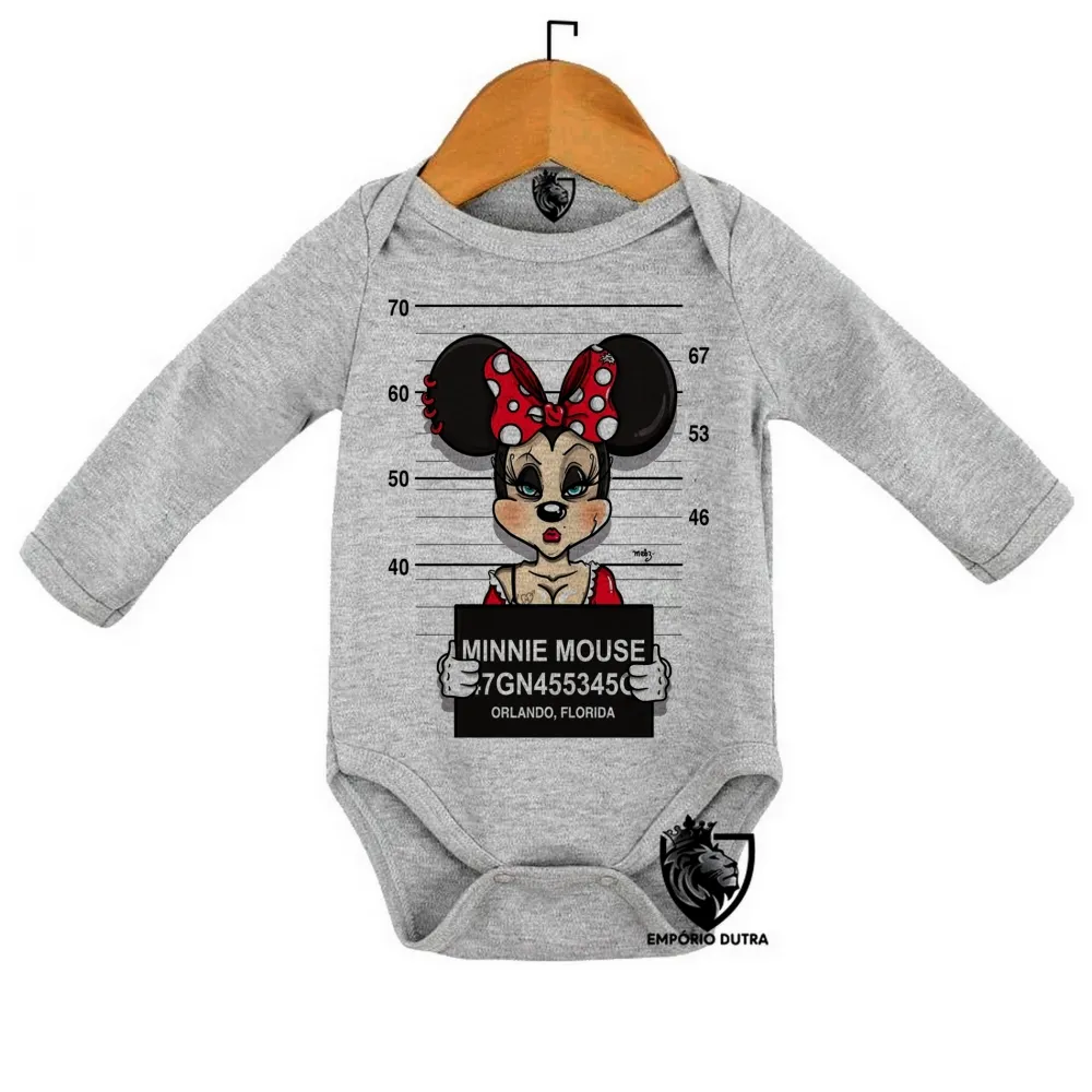 Body Bebê Infantil Minnie mouse disney presa prisão