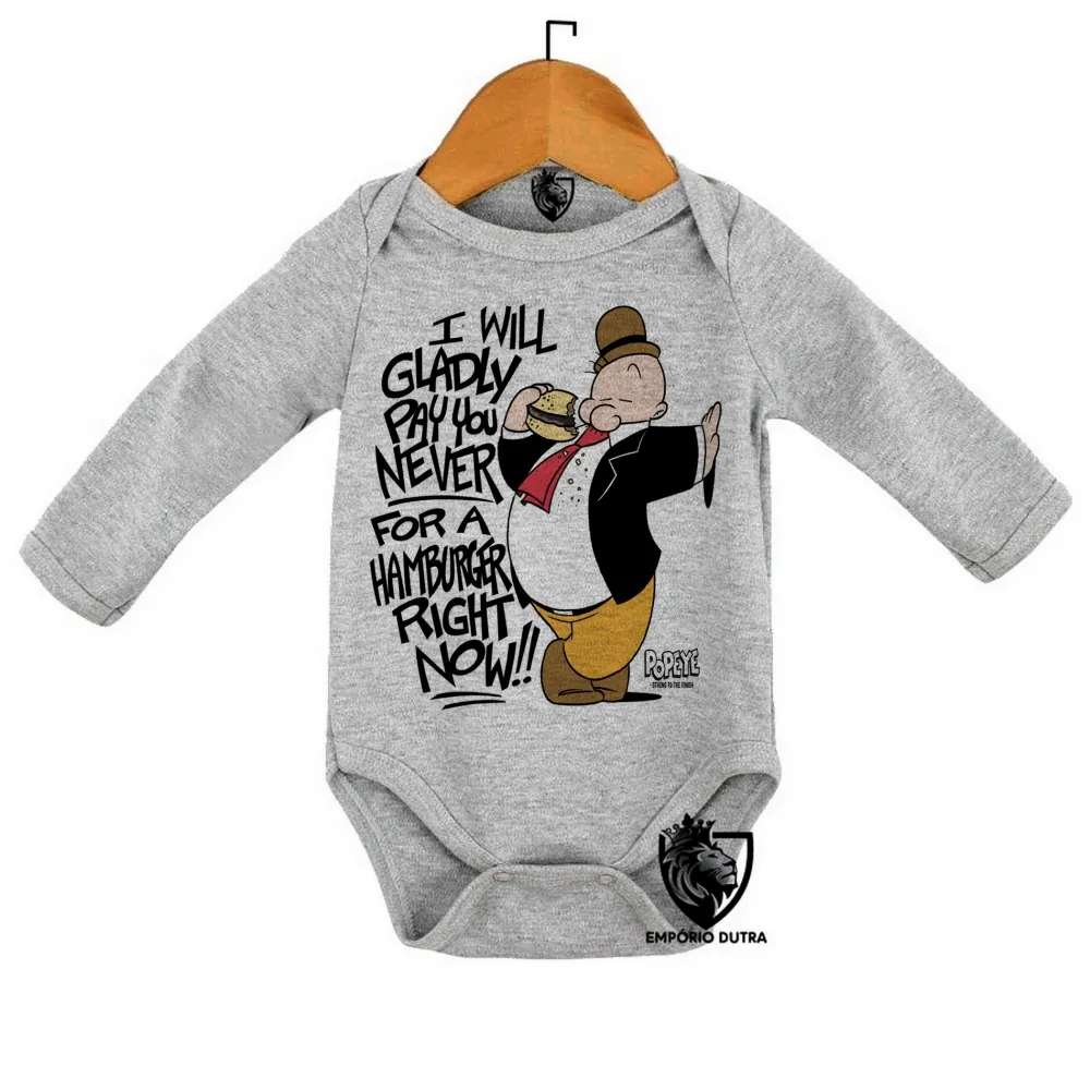 Body Bebê Infantil Dudu marinheiro popeye hamburger Imagem
