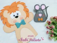 G1.597 Gabarito de Moldes  em MDF  Luva e Dedoche Fábula O Leão e o Ratinho - Foto 2