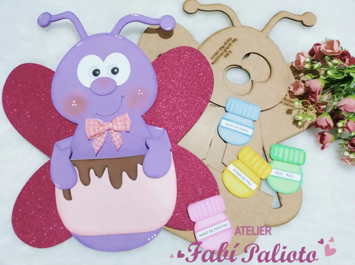 G1.599 Gabarito de Moldes  em MDF  Luva Música Borboletinha