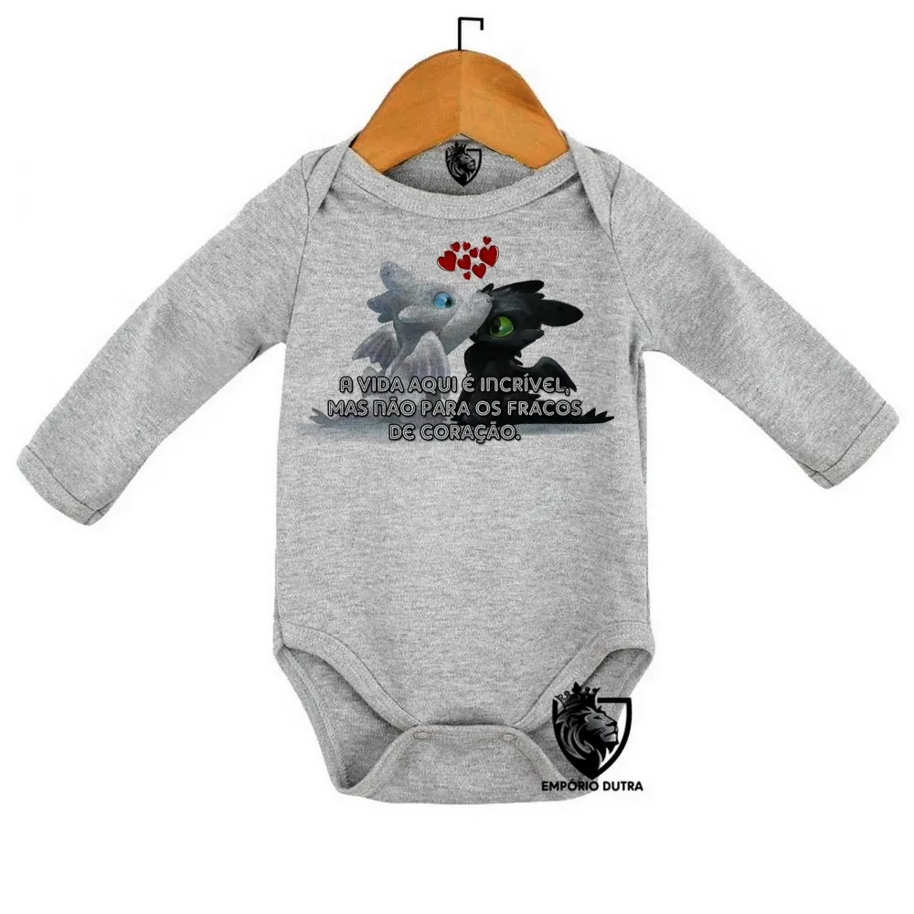 Body Bebê Infantil Dragão fúria da noite luminosa Imagem