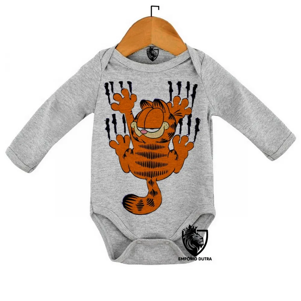 Body Bebê Infantil Garfield arranhar gato cat gatinho