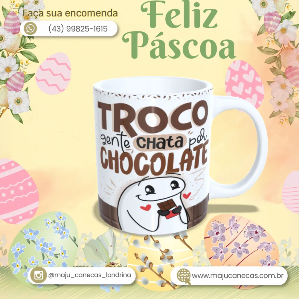 Caneca branca personalizada de porcelana Tema Flork – Páscoa 5001 Imagem
