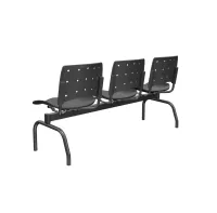 Longarina Ergoplax 3 Lugares Cor Preta e Estrutura Metálica Cor Preta - Foto 2