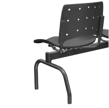 Longarina Ergoplax  4 Lugares Estrutura Metálica com Assento e Encosto Cor Preta - Foto 2