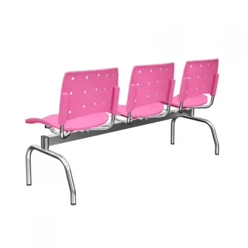 Longarina Ergoplax 3 lugares e Estrutura Cromada com Assento e Encosto em Cores - Foto 2