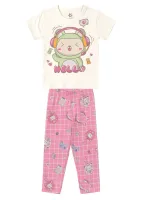 Pijama Bichinho Virtual - Brilha no Escuro - Branco - Manga Curta