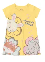 Pijama Camisola Bichinhos - Brilha no Escuro - Amarelo - Verão