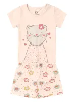 Pijama Gatinho - Brilha no Escuro - Rosa - Verão