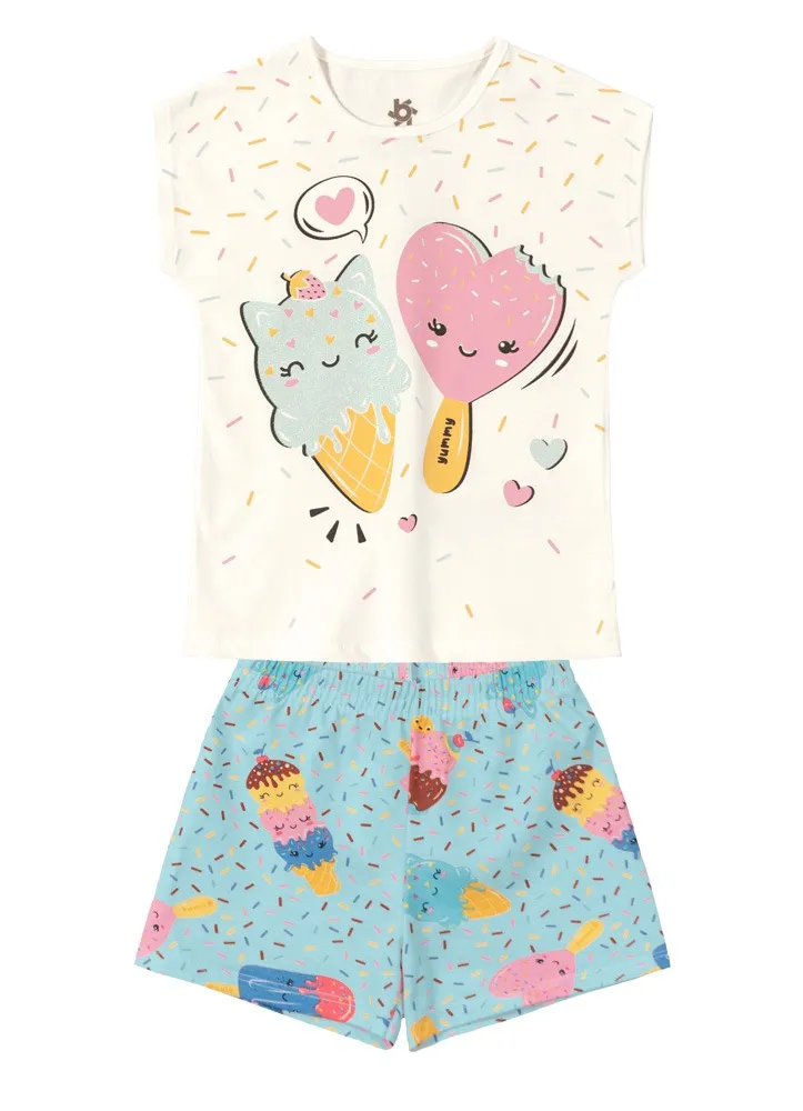 Pijama Sorvetinho - Brilha no Escuro - Branco - Verão