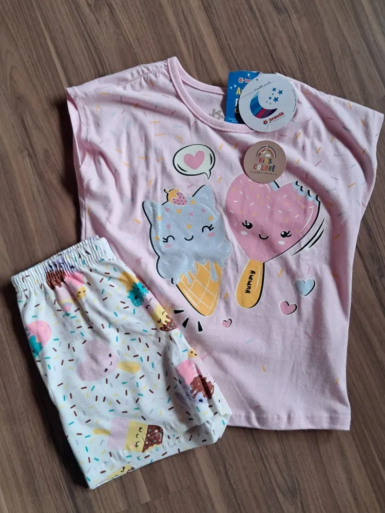 Pijama Sorvetinho - Brilha no Escuro - Rosa - Verão Imagem