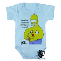 Body Bebê Infantil Homer Simpsons pizza barriga comendo - Foto 3