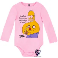 Body Bebê Infantil Homer Simpsons pizza barriga comendo - Foto 4