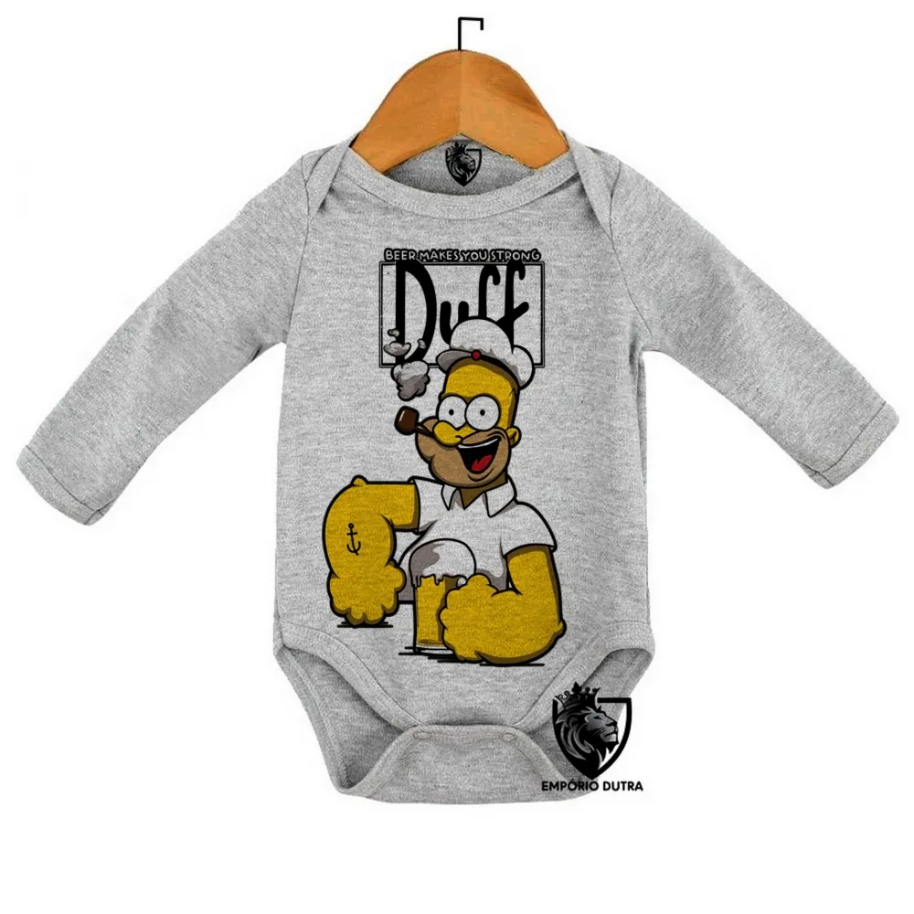 Body Bebê Infantil Homer simpsons popeye duff cerveja Imagem