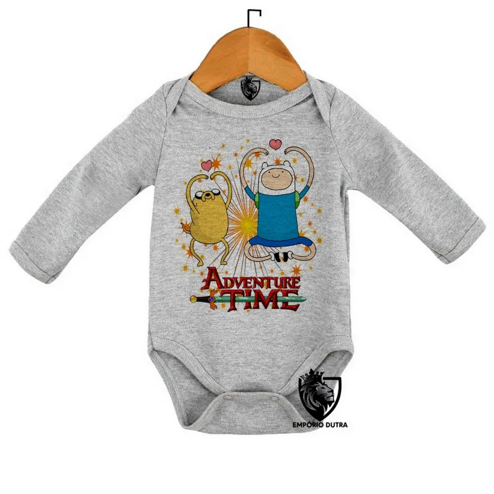 Body Bebê Infantil Hora da Aventura corações jake e finn Imagem
