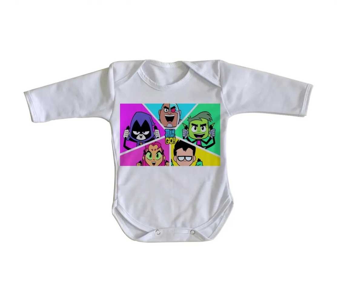 Body Bebê Infantil Jovens titãs em ação personagens