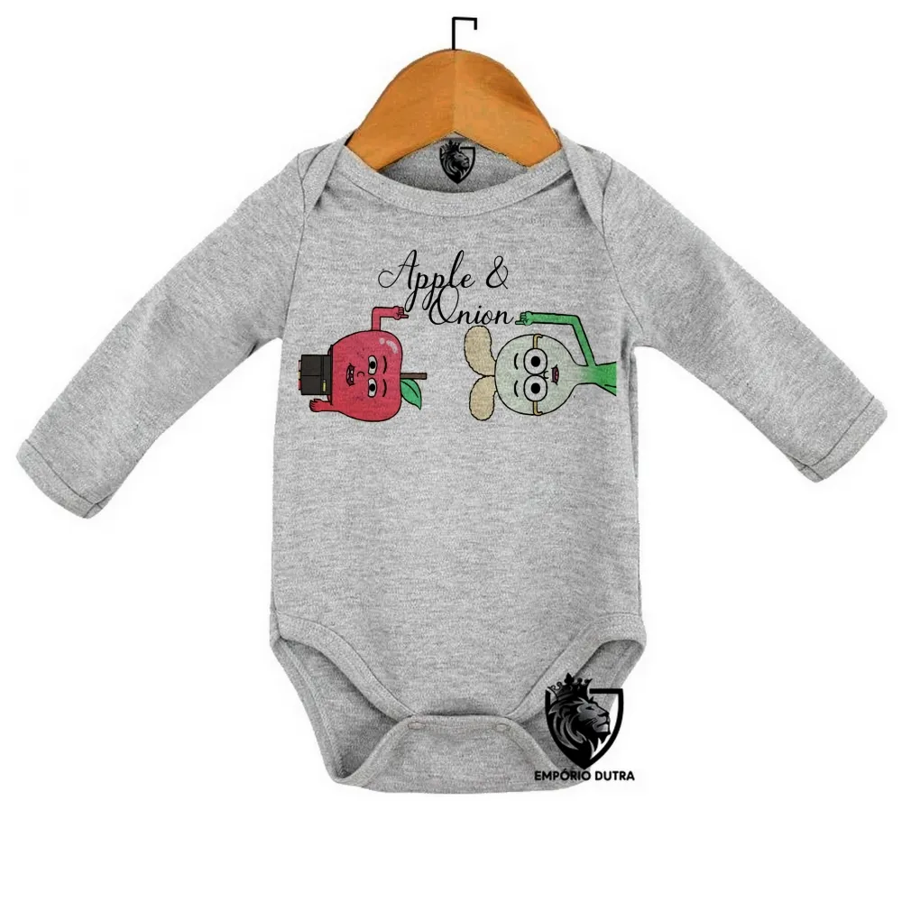 Body Bebê Infantil Maçã e Cebola desenho animado
