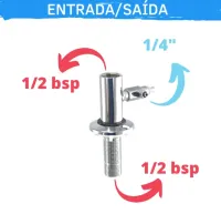 BUCHA T ADAPTADOR GRANDE 1/2 X 1/2 COM REGULAGEM MANUAL MANGUEIRA DE 1/4 - Foto 7