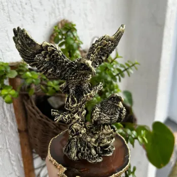 Águia de Resina Dourada com Preto