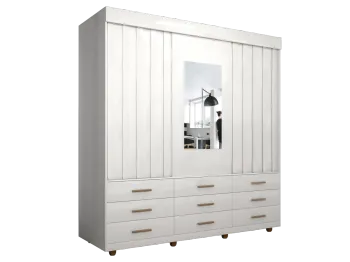 Guarda-Roupa Ubatuba  3 portas Ripadas e 9 Gavetas 2 metros
