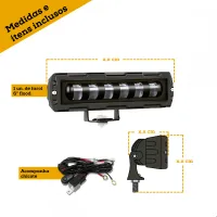 Farol Milha Led Automotivo Slim Retangular 6 Pol Flood - 30W + Tictac - UND - Foto 4