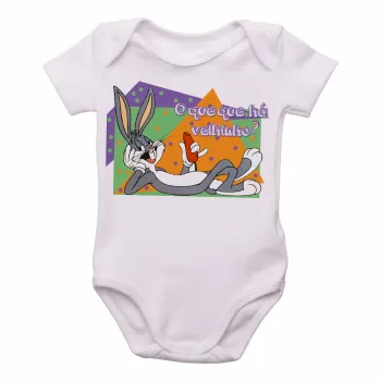 Body Bebê Infantil Pernalonga coelho looney tunes velhinho - Foto 2