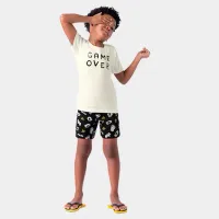 Pijama Video Game - Brilha no Escuro - Branco - Verão