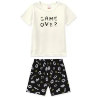 Pijama Video Game - Brilha no Escuro - Branco - Verão - Foto 2