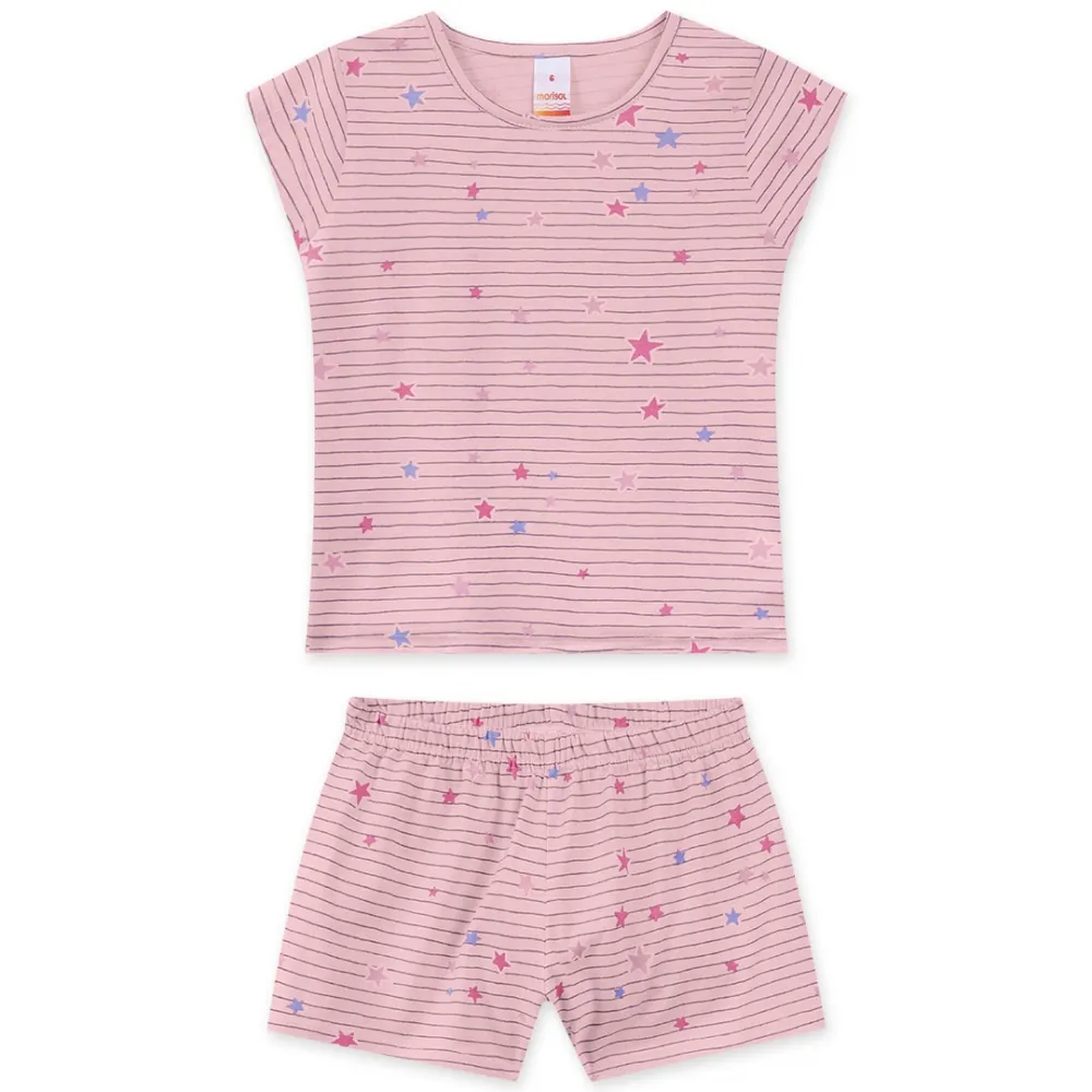 Pijama Estrelinhas - Brilha no Escuro - Rosa - Verão