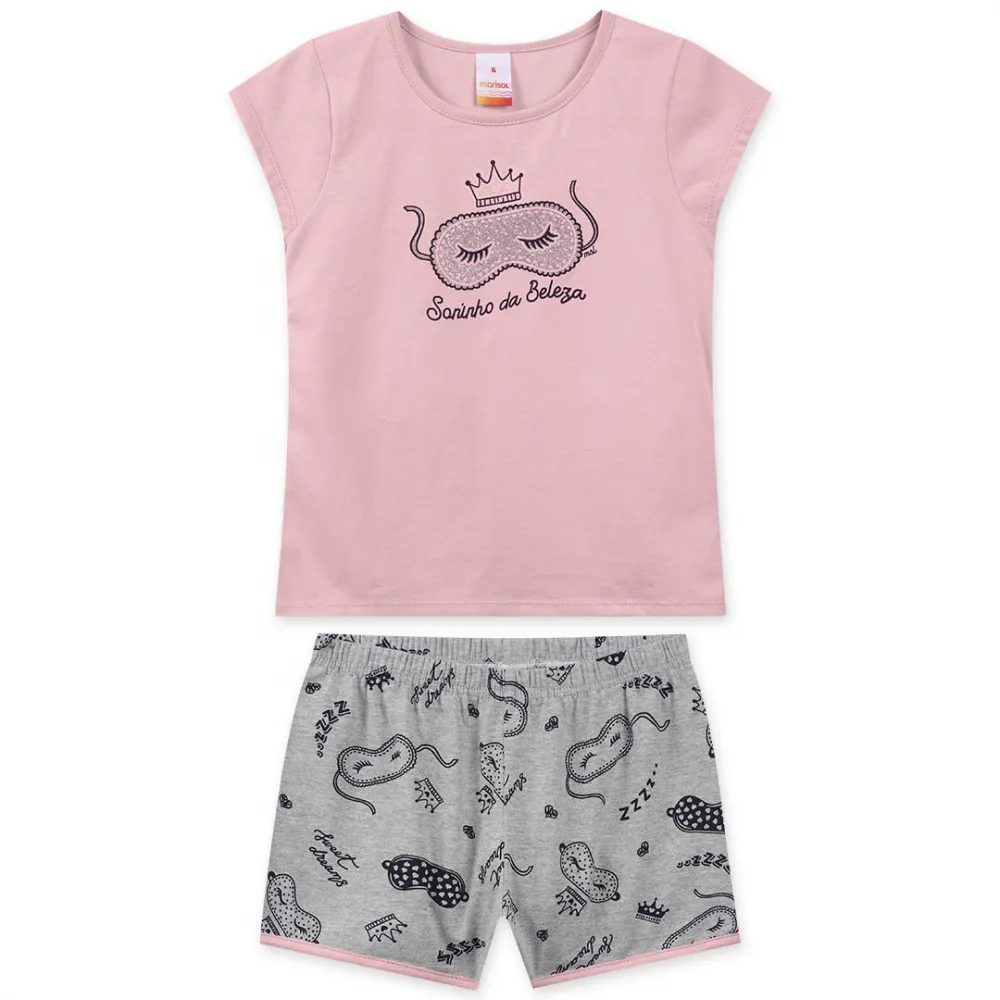 Pijama Sono de beleza - Brilha no Escuro - Rosa - Verão