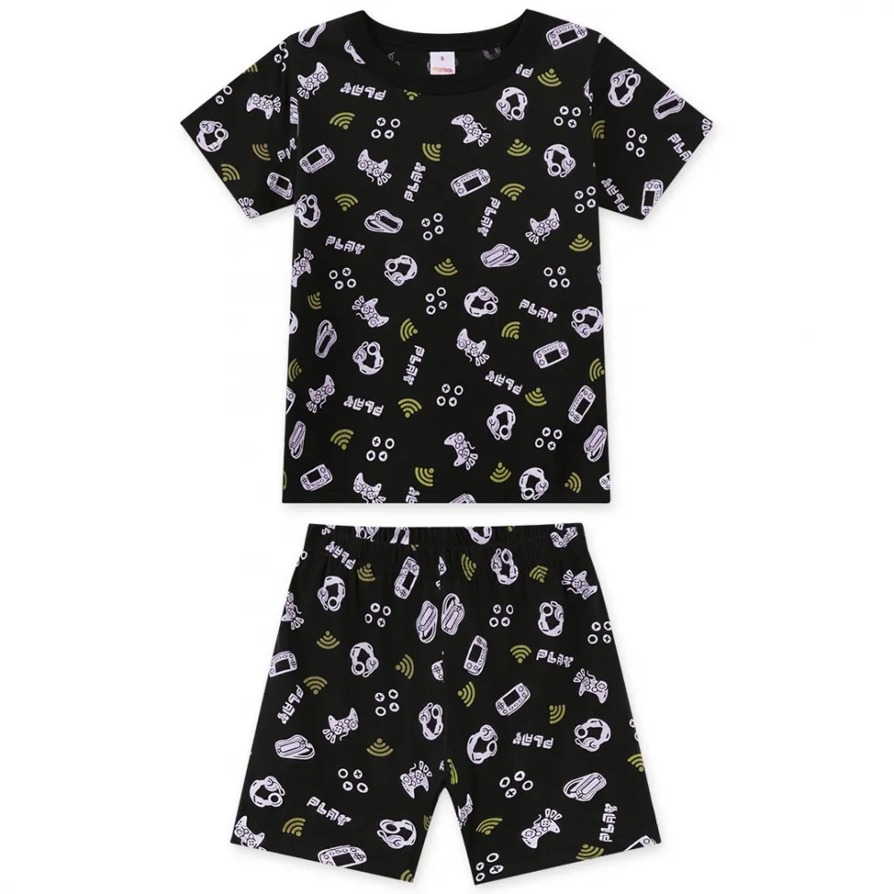 Pijama Video Game - Brilha no Escuro - Preto - Verão