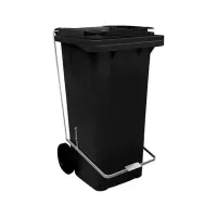 Carro Coletor 120 Litros  Preto com Pedal