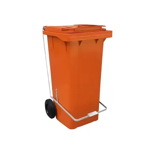 Carro Coletor  120  Litros Laranja Com Pedal  