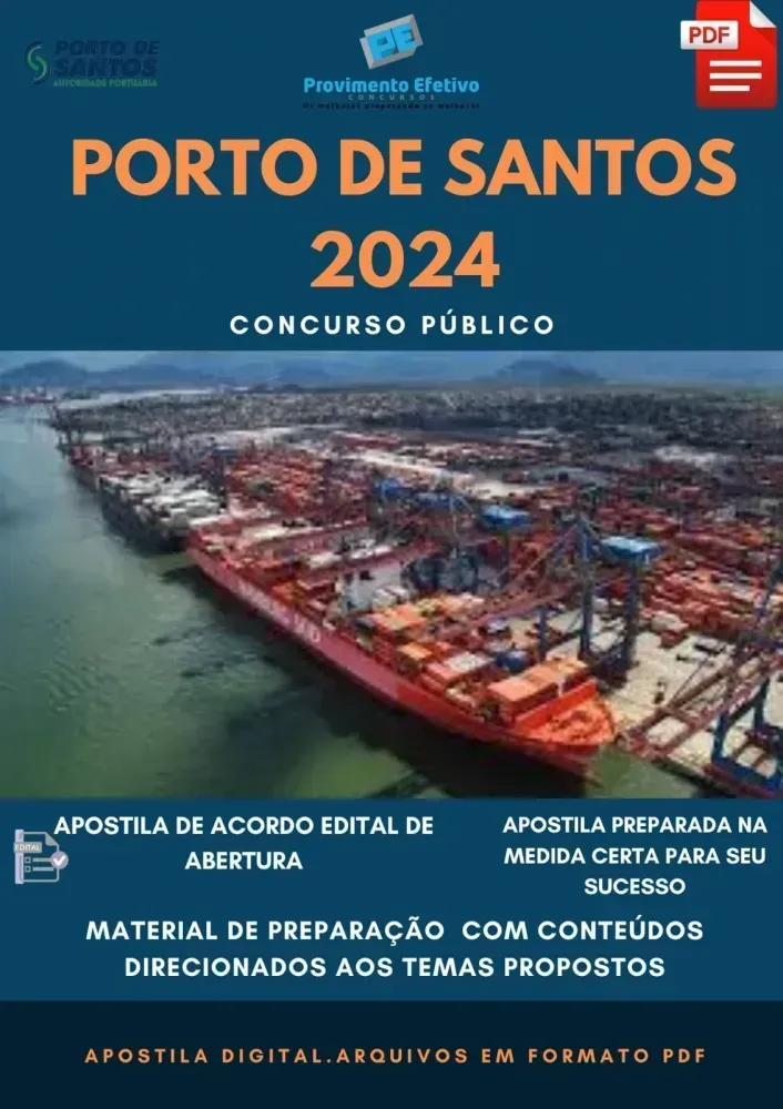 Apostila Porto Santos 2024 Biólogo Especialista Portuário + Coletânea de Provas da Área Imagem