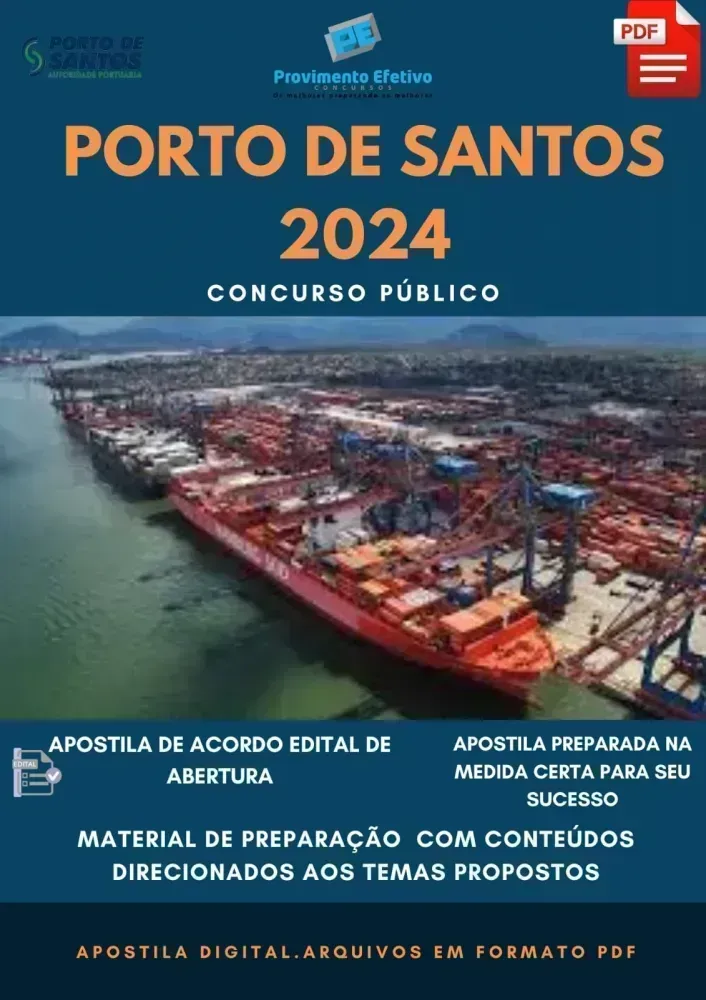 Apostila Porto Santos 2024 Tecnólogo Ambiental Especialista Portuário 