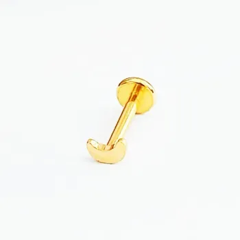 Labret em Titânio PVD DOURADO 1.2mm  MINI LUA Rosca Interna  TIT24