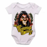 Body Bebê Infantil Rei Leão Scar estou cercado por idiotas - Foto 2