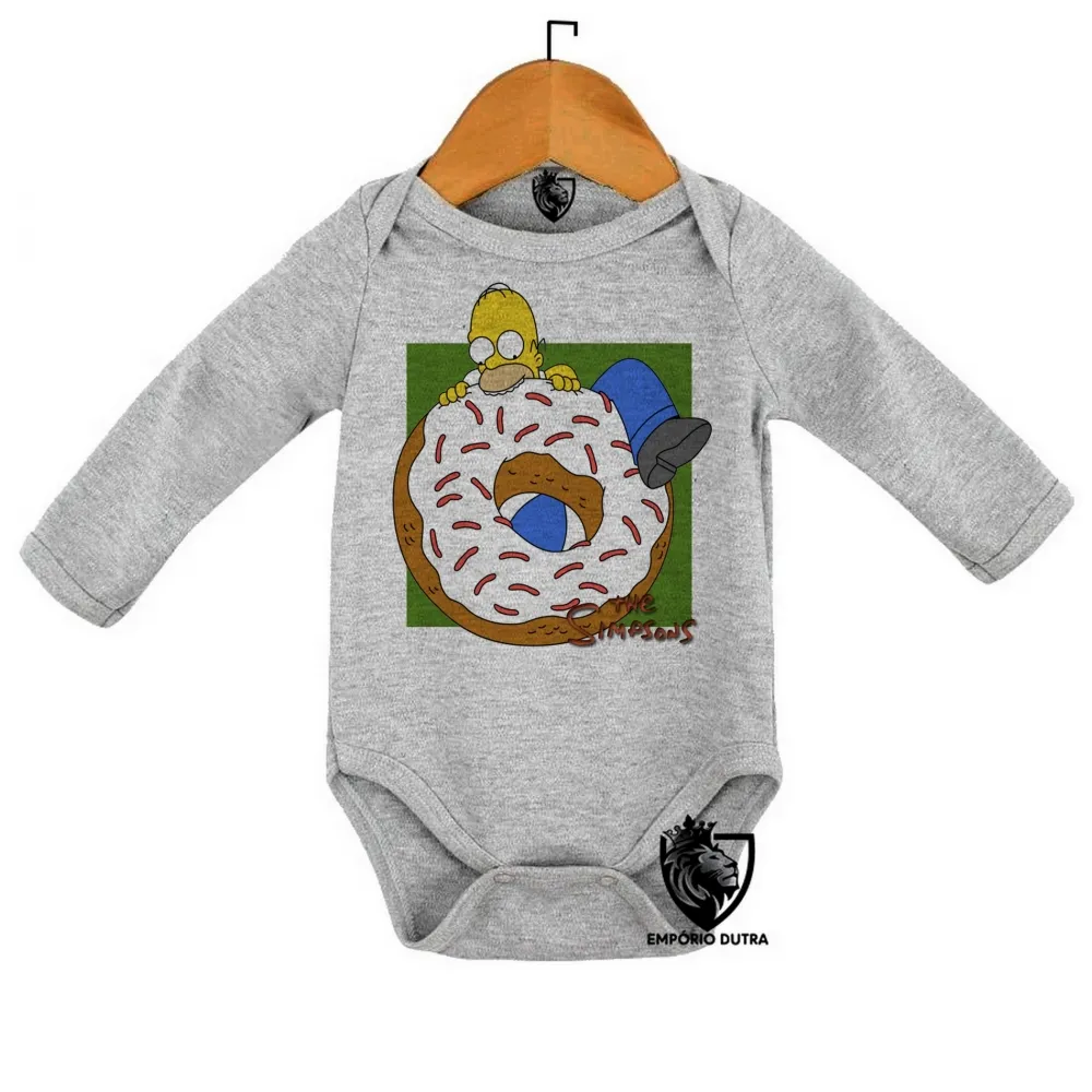 Body Bebê Infantil Simpsons Homer rosquinha morder