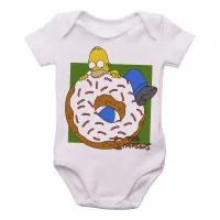 Body Bebê Infantil Simpsons Homer rosquinha morder - Foto 2