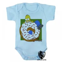 Body Bebê Infantil Simpsons Homer rosquinha morder - Foto 3