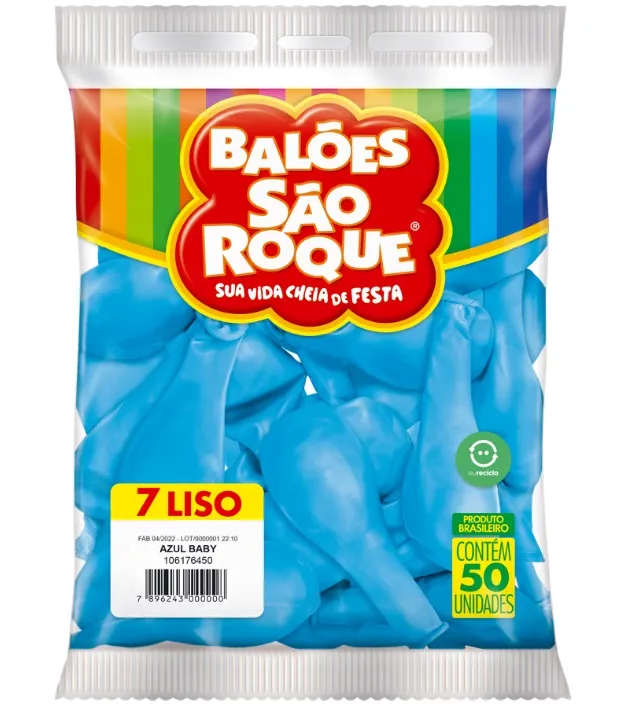Bexiga Látex Nº7 Azul Baby São Roque C/50
