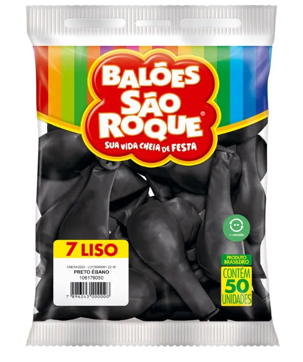 Bexiga Látex Nº7 Preto Ebano São Roque C/50