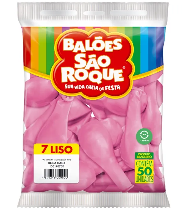 Bexiga Látex Nº7 Rosa Baby São Roque C/50