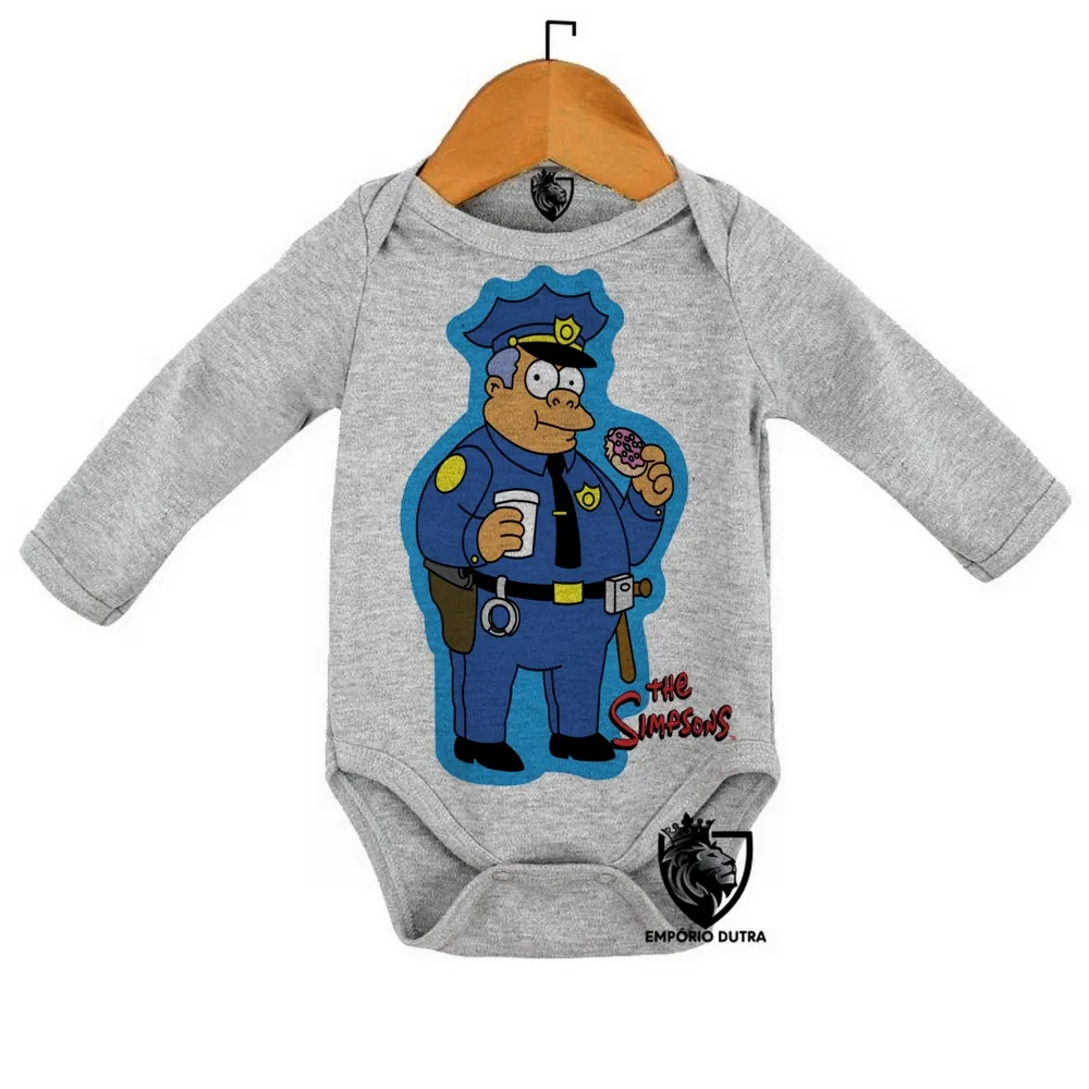 Body Bebê Infantil simpsons policial donut rosquinha Imagem