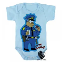Body Bebê Infantil simpsons policial donut rosquinha - Foto 3